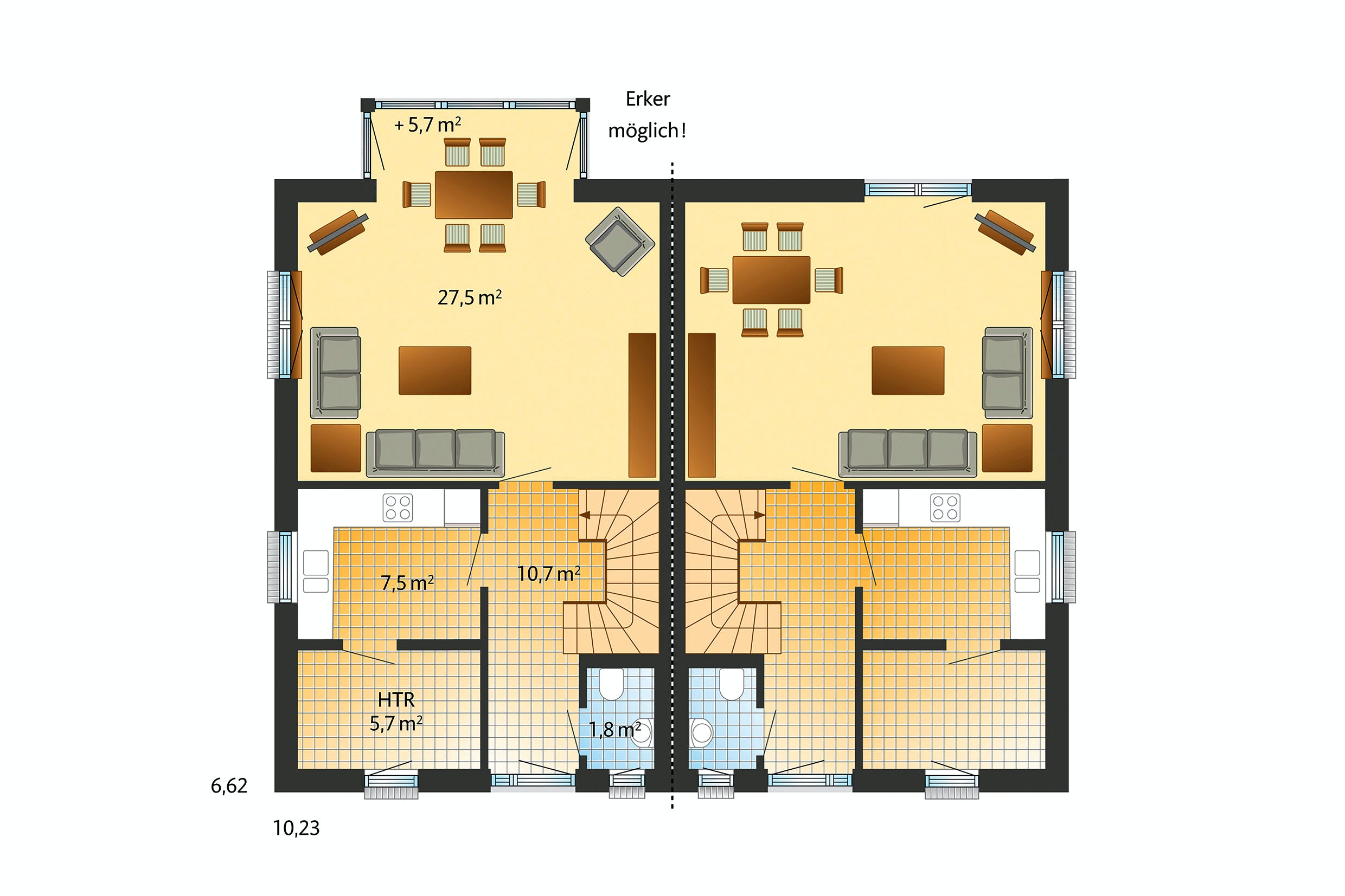 Fertighaus Billund von Danhaus Deutschland Schlüsselfertig ab 282085€, Satteldach-Klassiker Grundriss 1