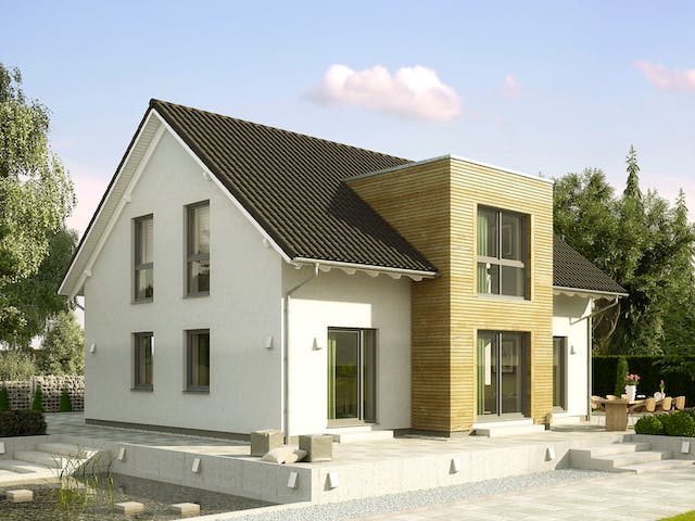 Fertighaus Birkenallee - Var. 1 von GUSSEK HAUS Schlüsselfertig ab 376400€, Satteldach-Klassiker Außenansicht 1