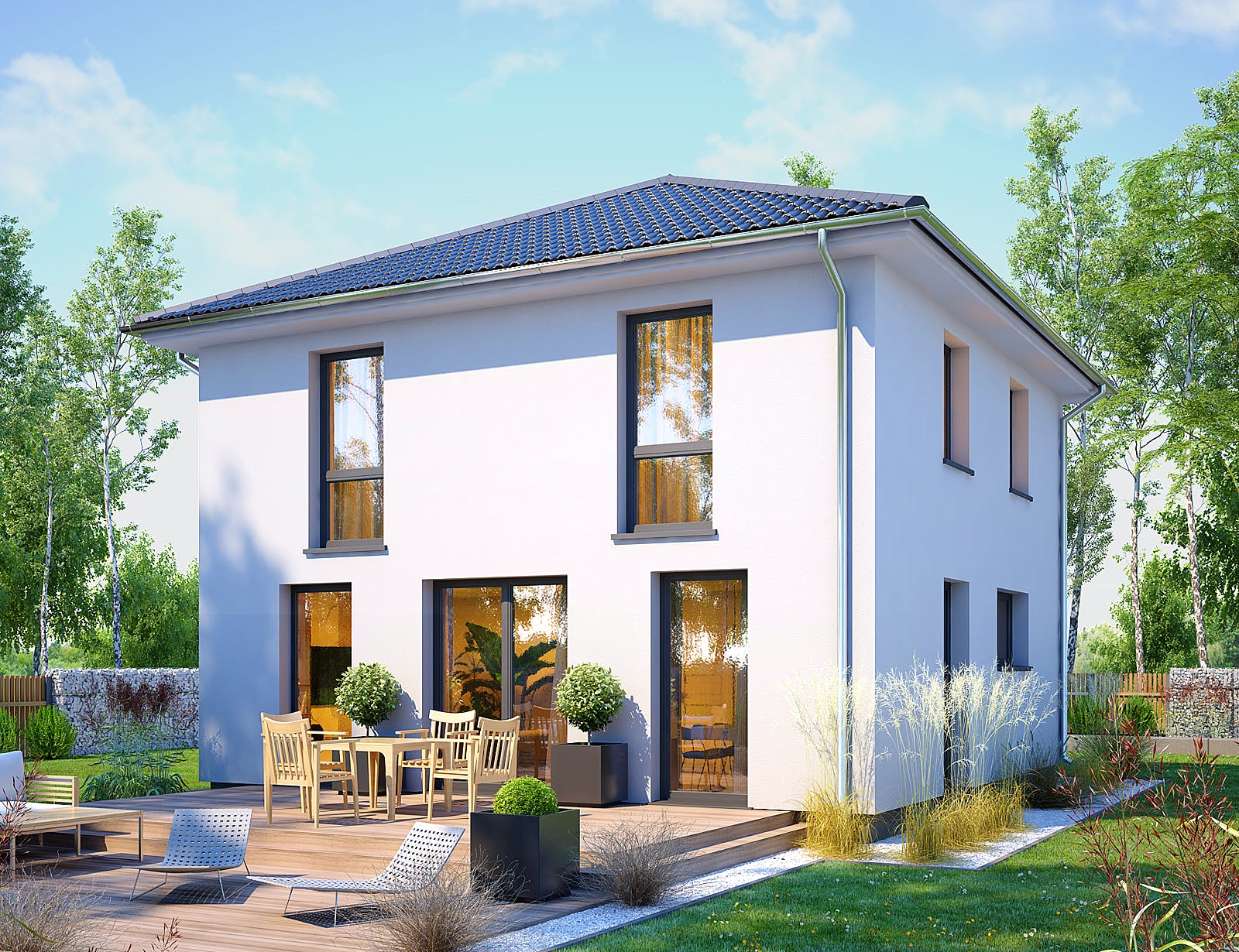 Massivhaus Amica von Bischoff Massivhaus Schlüsselfertig ab 245900€, Stadtvilla Außenansicht 1