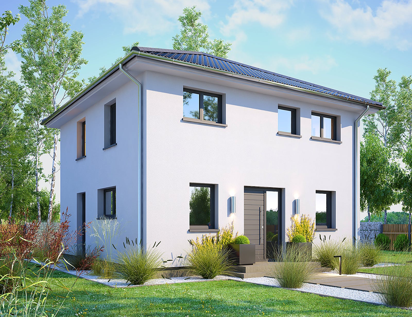 Massivhaus Amica von Bischoff Massivhaus Schlüsselfertig ab 245900€, Stadtvilla Außenansicht 2