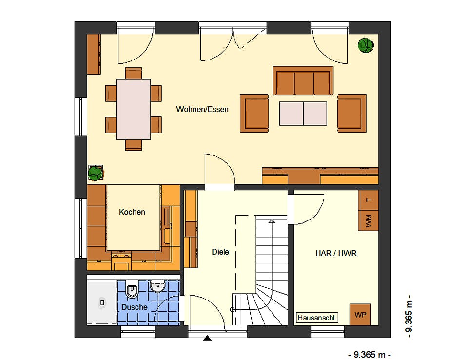 Massivhaus Amica von Bischoff Massivhaus Schlüsselfertig ab 245900€, Stadtvilla Grundriss 1