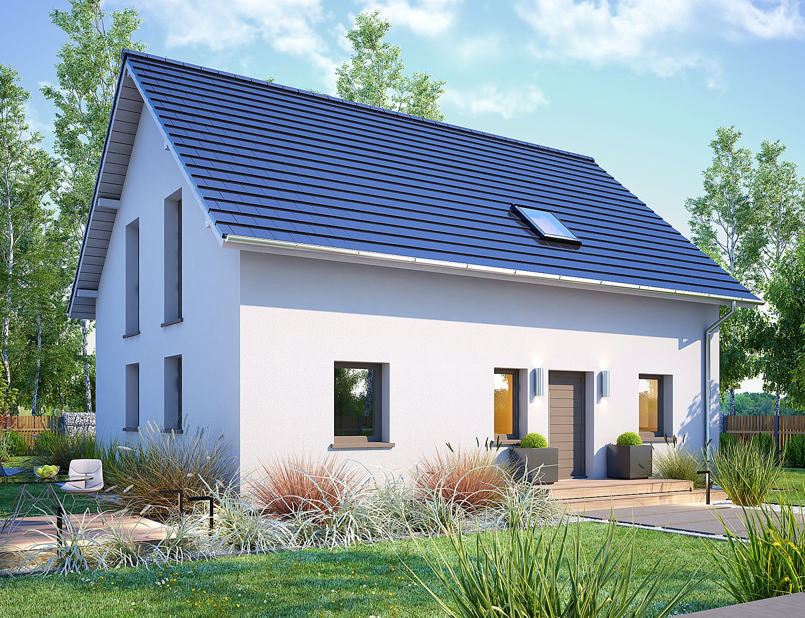 Massivhaus Artena von Bischoff Massivhaus Schlüsselfertig ab 291400€, Satteldach-Klassiker Außenansicht 2