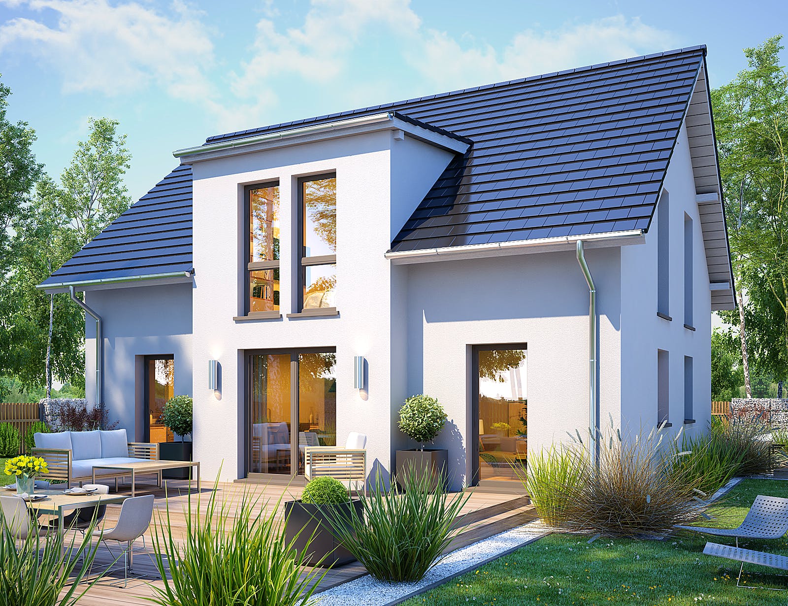 Massivhaus Artena von Bischoff Massivhaus Schlüsselfertig ab 291400€, Satteldach-Klassiker Außenansicht 1