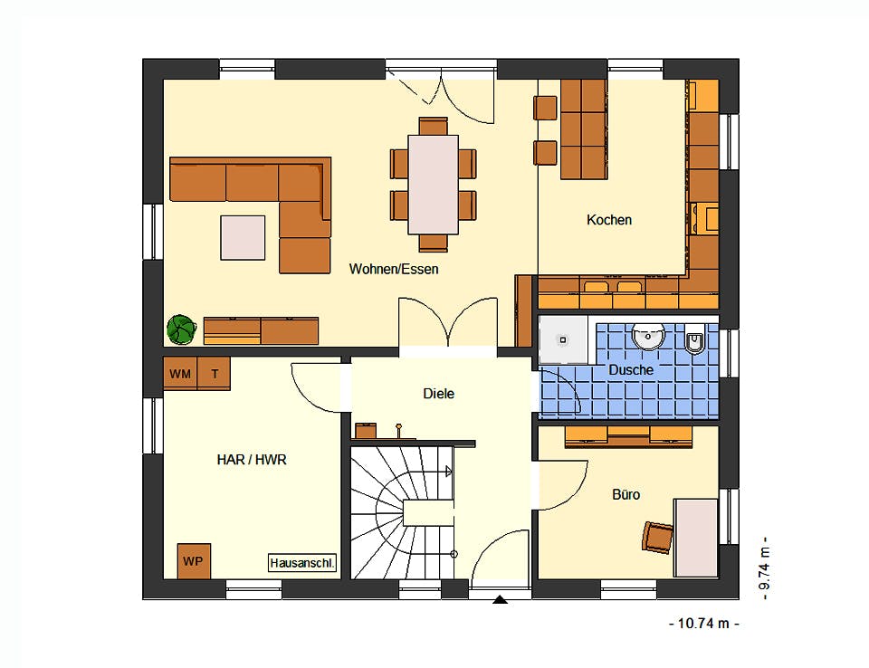 Massivhaus Artena von Bischoff Massivhaus Schlüsselfertig ab 291400€, Satteldach-Klassiker Grundriss 1