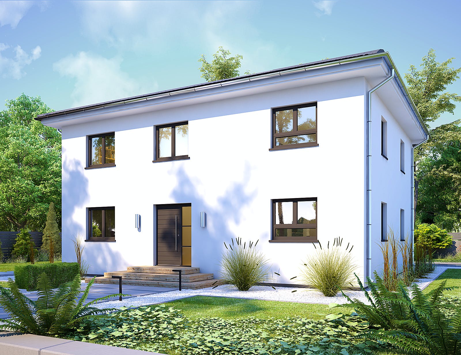 Massivhaus Avento von Bischoff Massivhaus Schlüsselfertig ab 363400€, Stadtvilla Außenansicht 1