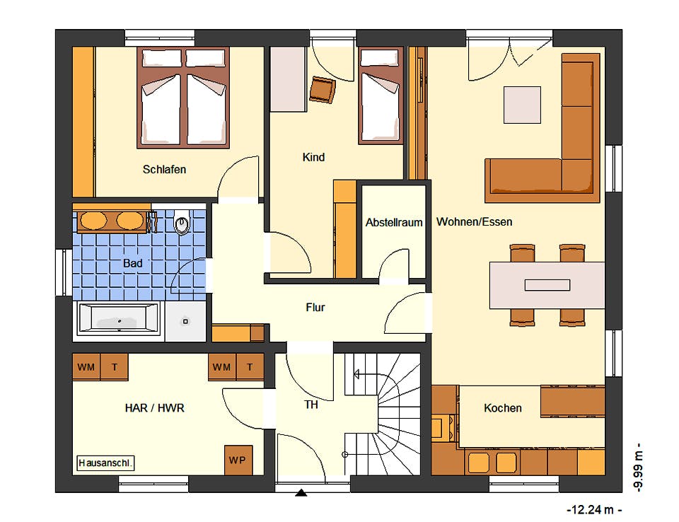 Massivhaus Avento von Bischoff Massivhaus Schlüsselfertig ab 363400€, Stadtvilla Grundriss 1