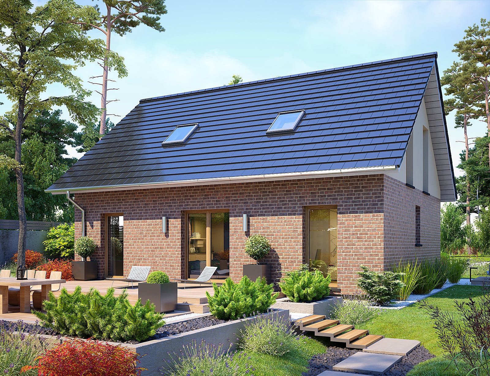 Massivhaus Como von Bischoff Massivhaus Schlüsselfertig ab 254900€, Satteldach-Klassiker Außenansicht 1