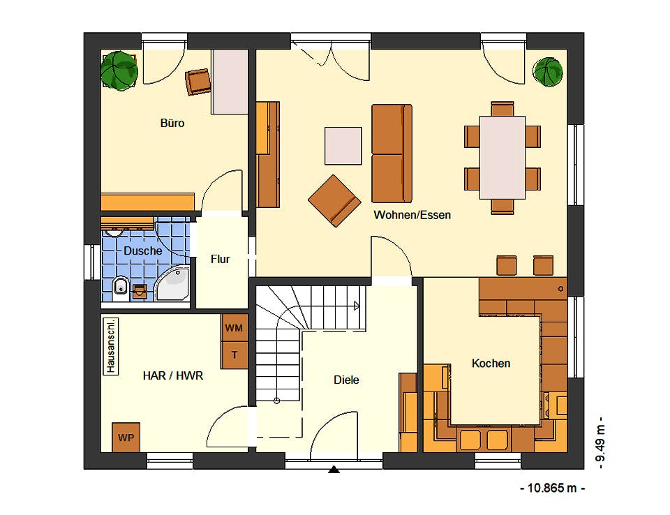 Massivhaus Como von Bischoff Massivhaus Schlüsselfertig ab 254900€, Satteldach-Klassiker Grundriss 1