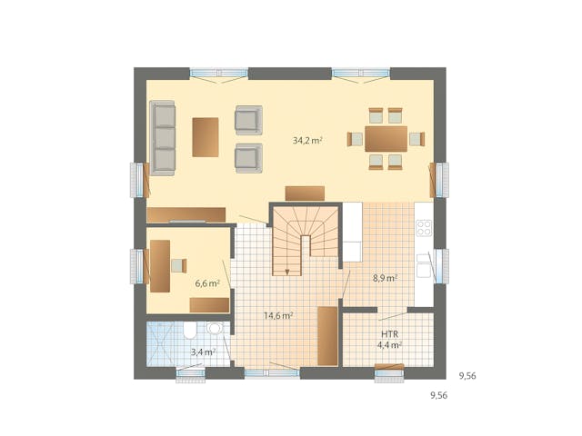 Fertighaus Blankenese von Danhaus Deutschland Schlüsselfertig ab 415523€, Stadtvilla Grundriss 1