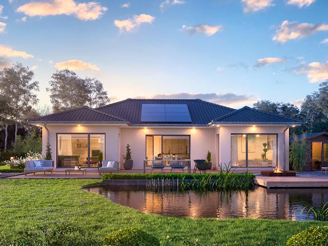 Fertighaus Bungalow 22-117 von BoHolz Haus Schlüsselfertig ab 399351€, Bungalow Außenansicht 1 Fertighaus Bungalow 22-117 von BoHolz Haus Schlüsselfertig ab 399351€, Bungalow Außenansicht 1