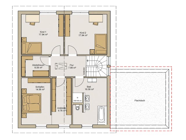 Fertighaus EFH 35-181-150 mit Einliegerwohnung von BoHolz Haus Schlüsselfertig ab 467756€, Satteldach-Klassiker Grundriss 2