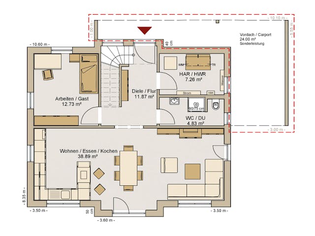 Fertighaus EFH 38-138-125 von BoHolz Haus Schlüsselfertig ab 413676€, Satteldach-Klassiker Grundriss 1