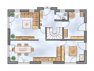 Massivhaus Haus Country von Botan Haus, Satteldach-Klassiker Grundriss 1