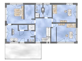 Massivhaus Designvilla Triangle von Botan Haus Schlüsselfertig ab 449900€, Satteldach-Klassiker Grundriss 2