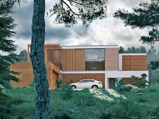 Fertighaus Haus Bellevue Forêt von Bodenseehaus, Cubushaus Außenansicht 4