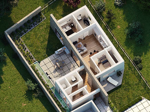 Fertighaus Haus Konstanz von Bodenseehaus, Bungalow Grundriss 1