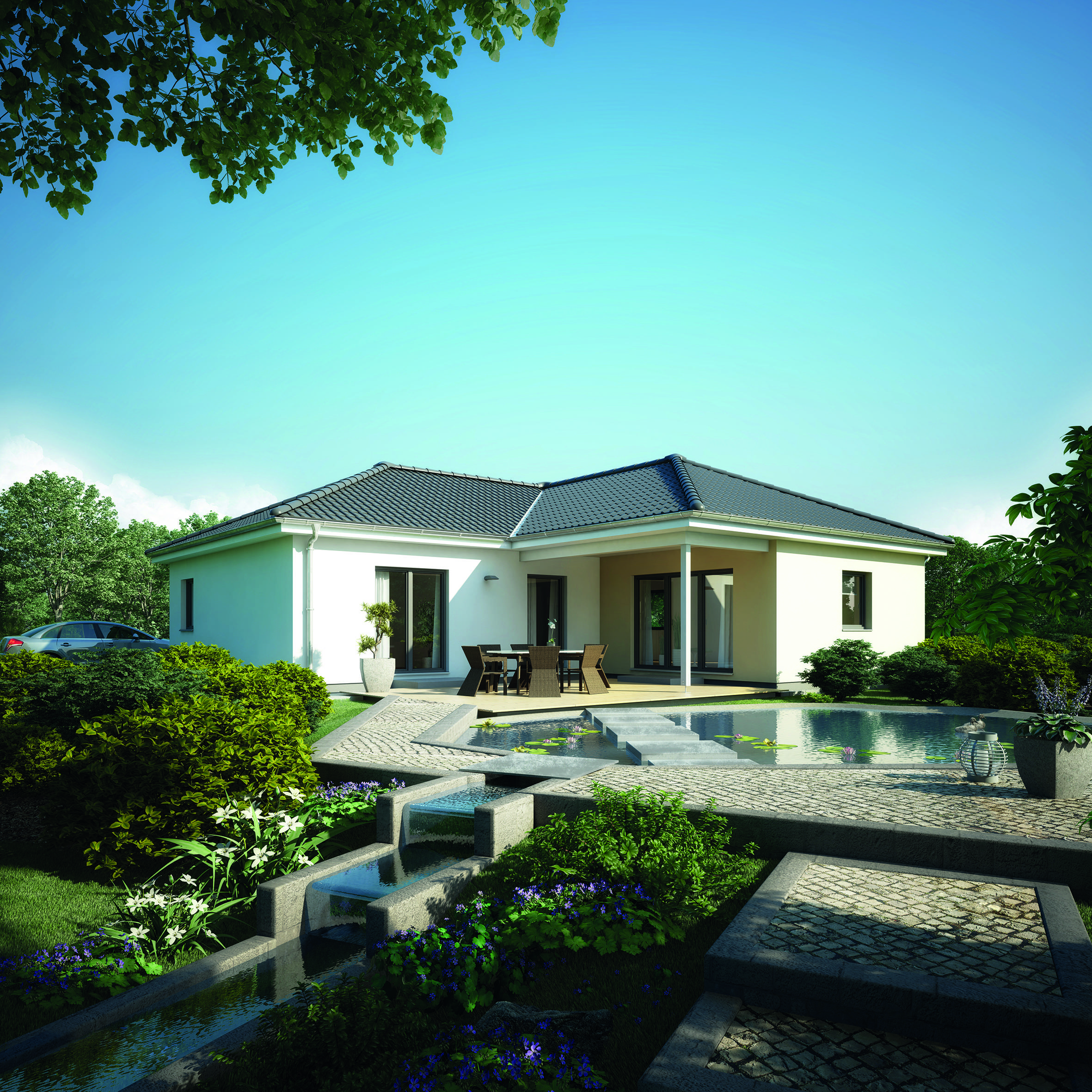 Fertighaus Bungalow 113 von Hanse Haus Schlüsselfertig ab 326652€, Bungalow Außenansicht 1