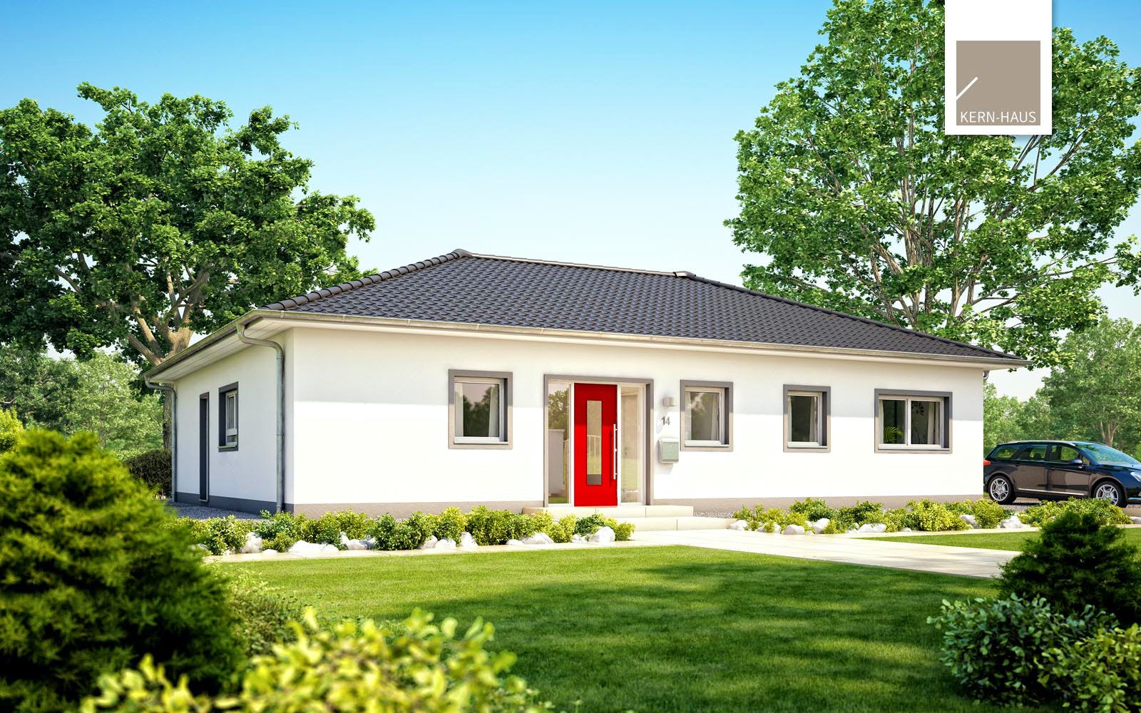 Massivhaus Bungalow Balance von Kern-Haus Schlüsselfertig ab 422900€, Bungalow Außenansicht 1