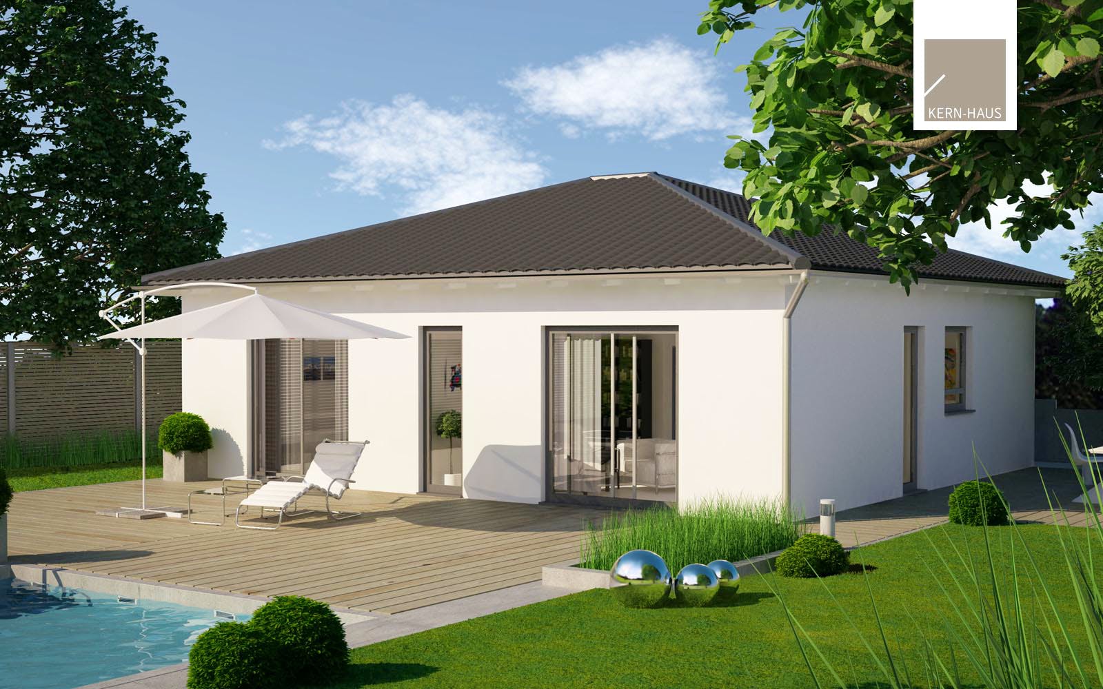 Massivhaus Bungalow Easy von Kern-Haus Schlüsselfertig ab 293900€, Bungalow Außenansicht 1