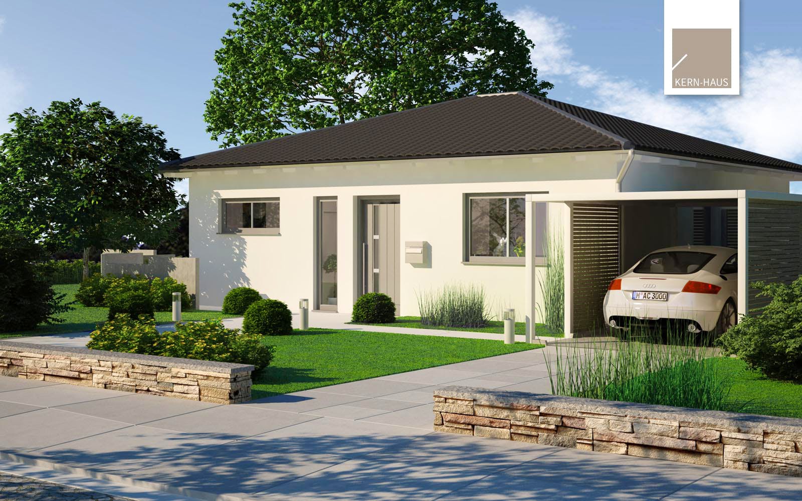 Massivhaus Bungalow Easy von Kern-Haus Schlüsselfertig ab 293900€, Bungalow Außenansicht 2