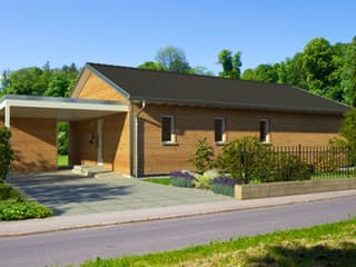 Fertighaus Bungalow Satteldach von Bau-Fritz Schlüsselfertig ab 262000€, Bungalow Außenansicht 2