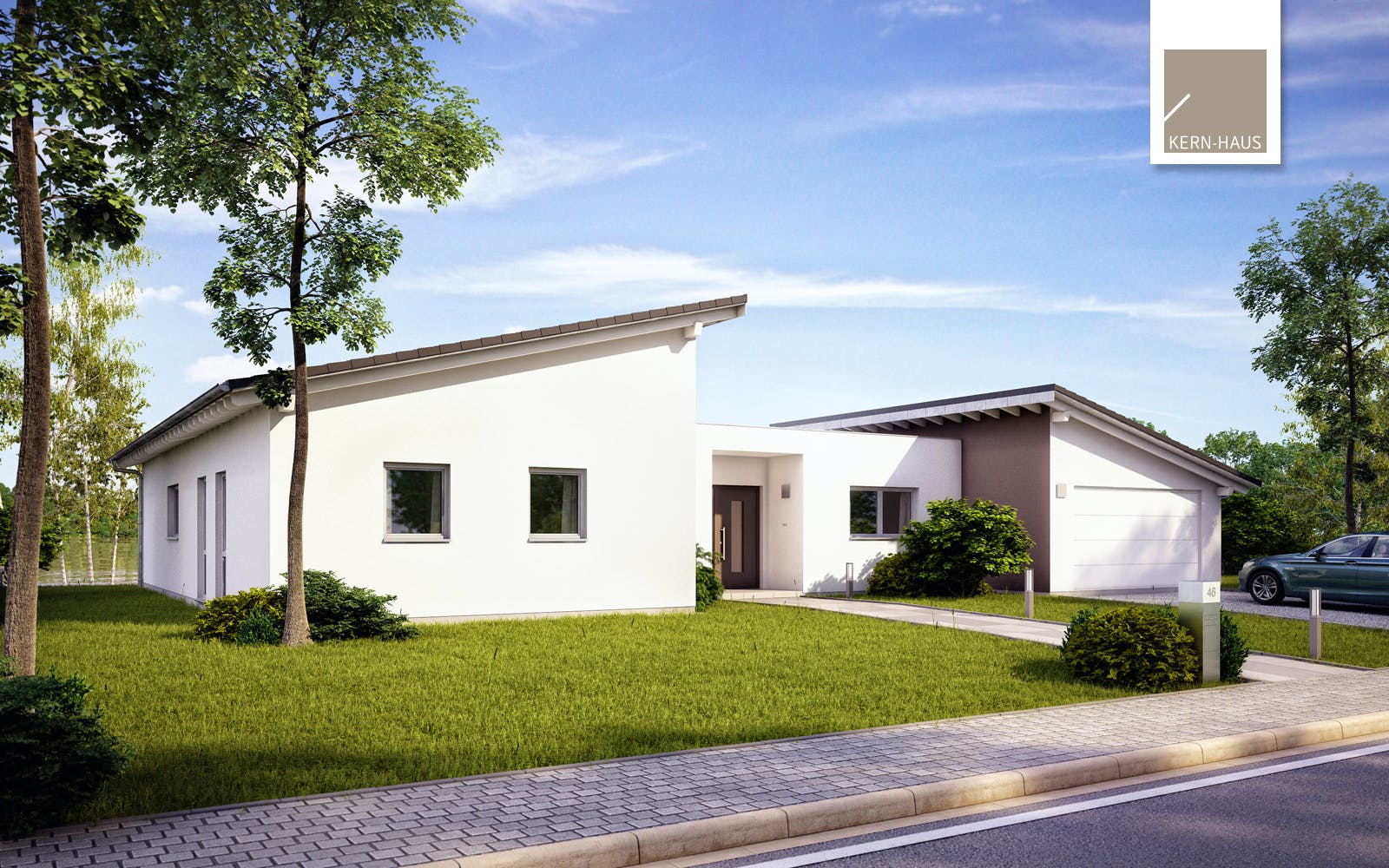 Massivhaus Bungalow Trio von Kern-Haus Schlüsselfertig ab 635900€, Bungalow Außenansicht 1