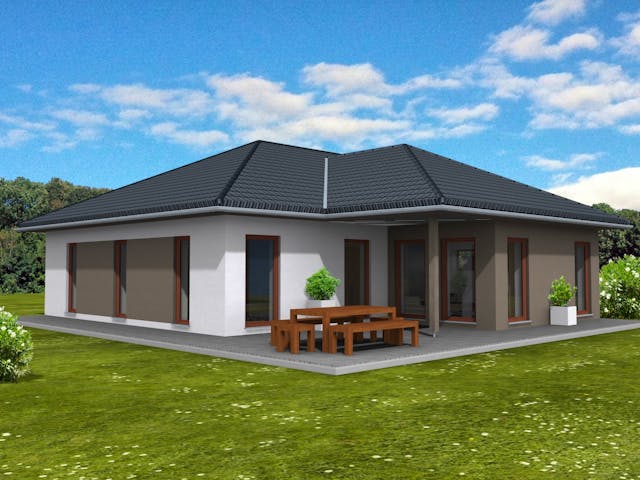 Fertighaus Bungalow 139 von Suckfüll Energiesparhaus Schlüsselfertig ab 434756€, Bungalow Außenansicht 1