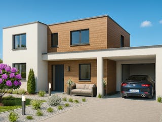 Massivhaus Bauhaus 165 von Bauwerk Chemnitz Immobilien Schlüsselfertig ab 625000€, Cubushaus Außenansicht 1