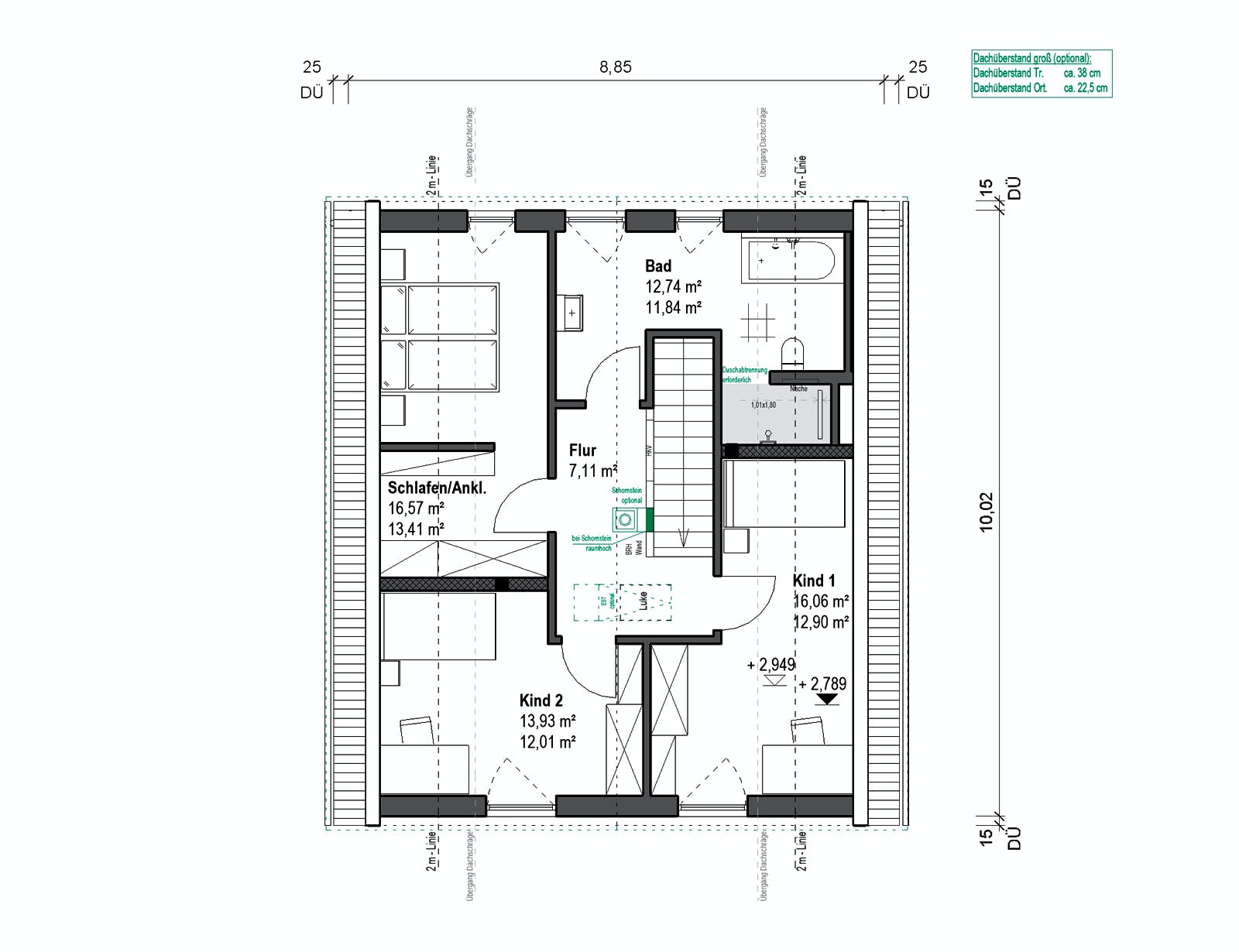 Fertighaus Chausseestraße 126 von bauen.WIEWIR Schlüsselfertig ab 345800€, Satteldach-Klassiker Grundriss 1