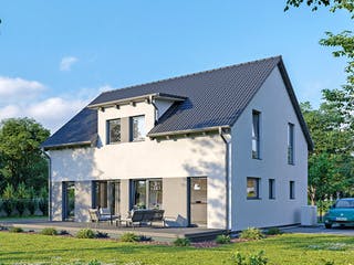 Fertighaus Chausseestraße 148 von bauen.WIEWIR Schlüsselfertig ab 328100€, Satteldach-Klassiker Außenansicht 1