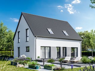 Fertighaus Elisenstraße 144 von bauen.WIEWIR Schlüsselfertig ab 322300€, Satteldach-Klassiker Außenansicht 1