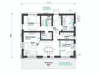 Fertighaus Elisenstraße 144 von bauen.WIEWIR Schlüsselfertig ab 322300€, Satteldach-Klassiker Grundriss 1