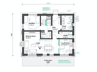 Fertighaus Elisenstraße 149 von bauen.WIEWIR Schlüsselfertig ab 328100€, Satteldach-Klassiker Grundriss 1