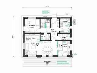 Fertighaus Elisenstraße 156 von bauen.WIEWIR Schlüsselfertig ab 332600€, Satteldach-Klassiker Grundriss 1