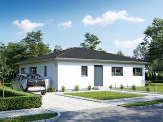 Fertighaus Goethestraße 111 - Walmdach von bauen.WIEWIR Schlüsselfertig ab 252900€, Bungalow Außenansicht 1