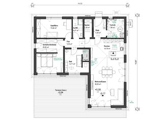 Fertighaus Lessingstraße 128 - Walmdach von bauen.WIEWIR Schlüsselfertig ab 285700€, Bungalow Grundriss 1