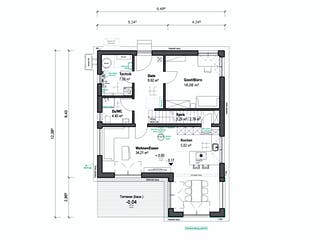 Fertighaus Schlossallee 148 von bauen.WIEWIR Schlüsselfertig ab 345200€, Stadtvilla Grundriss 1