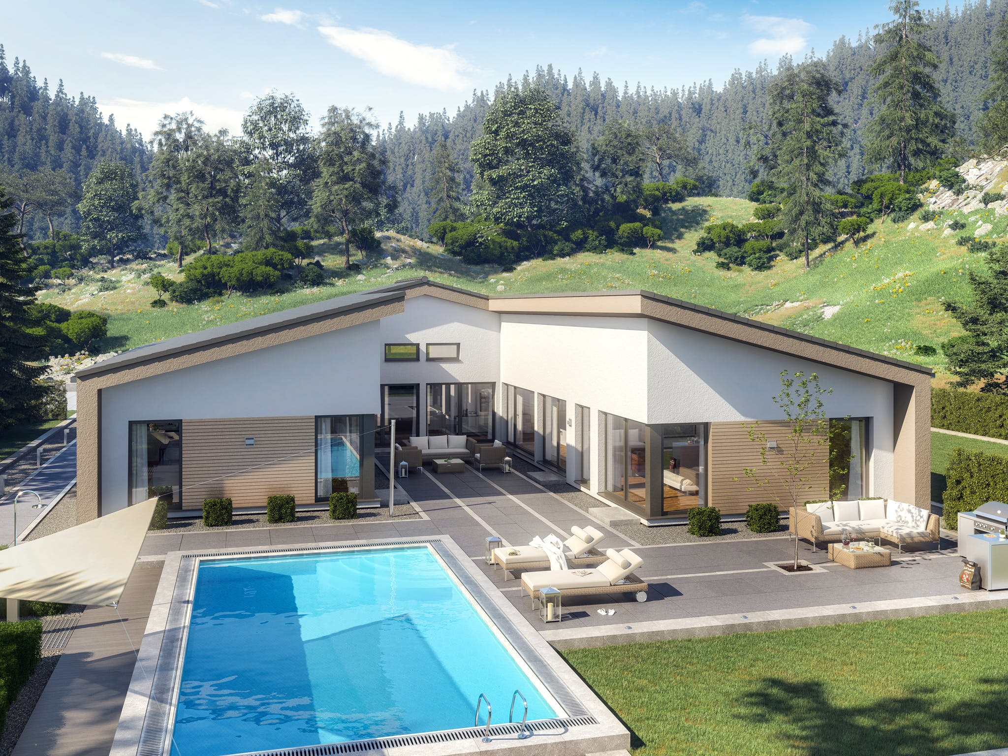 Fertighaus AMBIENCE 209 SD von Bien-Zenker Schlüsselfertig ab 569128€, Bungalow Außenansicht 1