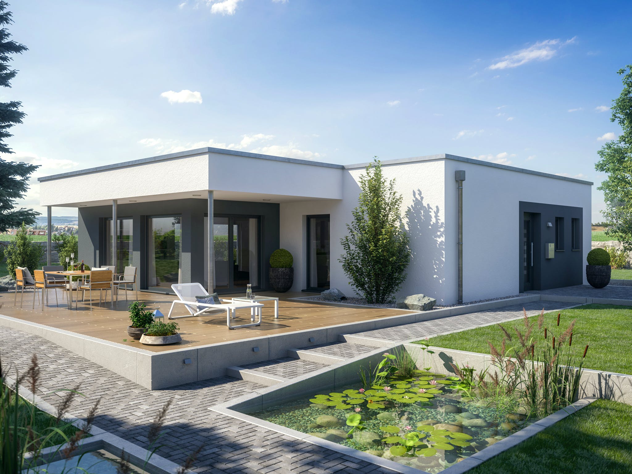 Fertighaus AMBIENCE 88 V4 von Bien-Zenker Schlüsselfertig ab 264293€, Bungalow Außenansicht 1