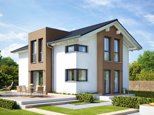 Fertighaus EVOLUTION 122 V5 von Bien-Zenker Schlüsselfertig ab 316329€, Satteldach-Klassiker Außenansicht 1