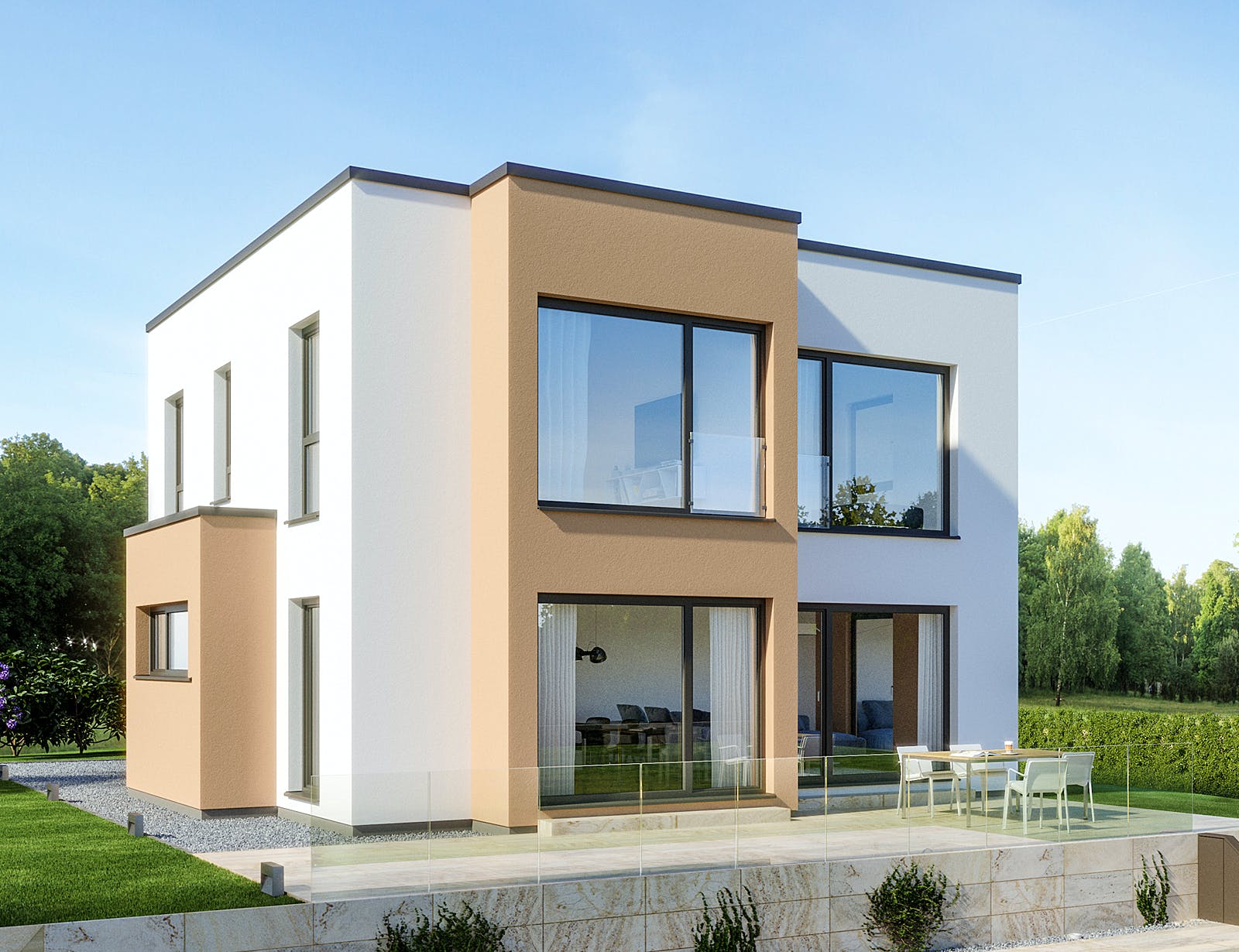 Fertighaus EVOLUTION 124 V5 von Bien-Zenker Schlüsselfertig ab 314685€, Cubushaus Außenansicht 1