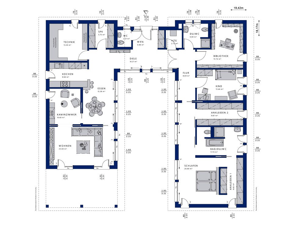 Fertighaus AMBIENCE 209 PD von Bien-Zenker, Bungalow Grundriss 1