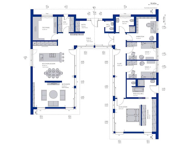 Fertighaus AMBIENCE 209 SD von Bien-Zenker Schlüsselfertig ab 870290€, Bungalow Grundriss 1