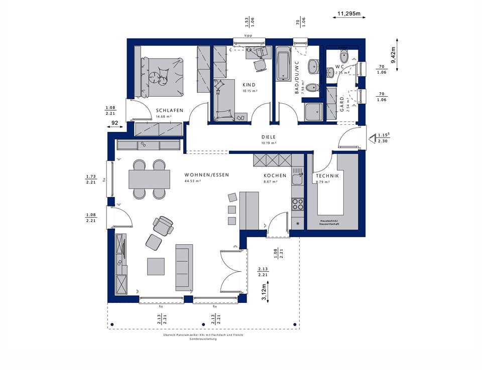 Fertighaus AMBIENCE 88 V4 von Bien-Zenker Schlüsselfertig ab 264293€, Bungalow Grundriss 1