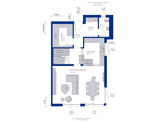 Fertighaus CELEBRATION 122 V7 XL von Bien-Zenker Schlüsselfertig ab 455224€, Cubushaus Grundriss 1