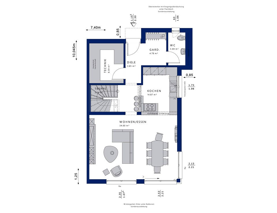 Fertighaus CELEBRATION 122 V7 XL von Bien-Zenker Schlüsselfertig ab 428069€, Cubushaus Grundriss 1