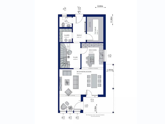 Fertighaus CELEBRATION 135 V3 L von Bien-Zenker Schlüsselfertig ab 388576€, Pultdachhaus Grundriss 1