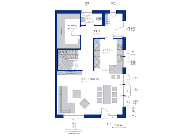 Fertighaus CELEBRATION 139 V2 L von Bien-Zenker Schlüsselfertig ab 337874€, Satteldach-Klassiker Grundriss 1