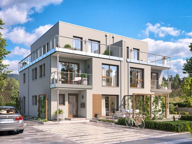Schlüsselfertiges Doppelhaus in Fertigbauweise von Bien-Zenker