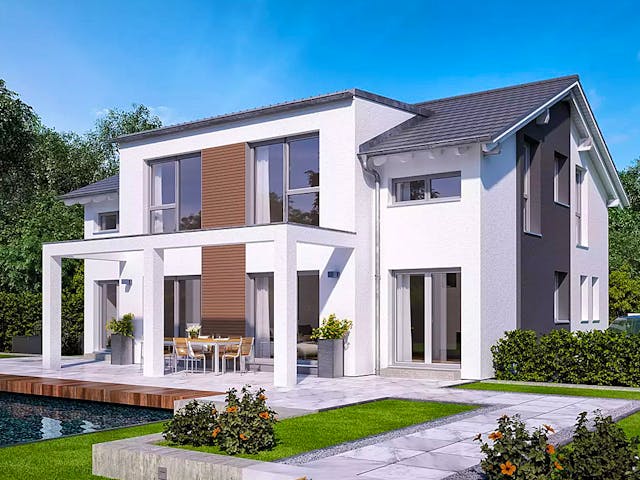 Fertighaus CELEBRATION 192 V4 von Bien-Zenker Schlüsselfertig ab 560965€, Satteldach-Klassiker Außenansicht 1 Fertighaus CELEBRATION 192 V4 von Bien-Zenker Schlüsselfertig ab 560965€, Satteldach-Klassiker Außenansicht 1